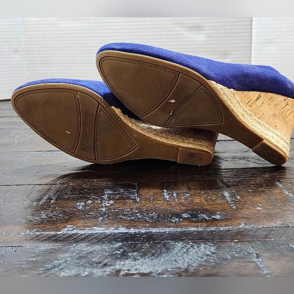 Franco Sarto blue suede cork Wedge heels size 6 - Picture 6 of 8